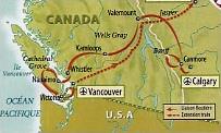 Circuit Canadavision Ouest / 12 jours - De Calgary � Vancouver / Canada - Carte