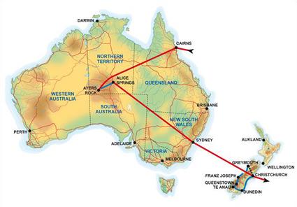 Circuit Combin Australie Nouvelle Zlande / Au Dpart de Sydney / Wallaby et Kaponga